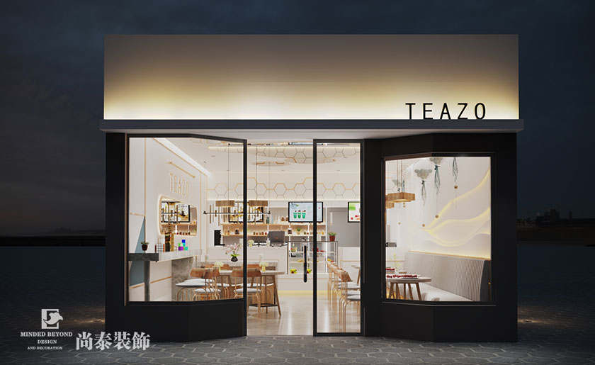 70㎡現代簡約奶茶店設計 | Teazo